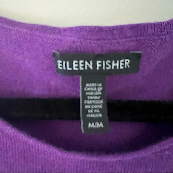 Eileen Fisher purple scoop neck long sleeve wool sweater - Picture 3 of 5